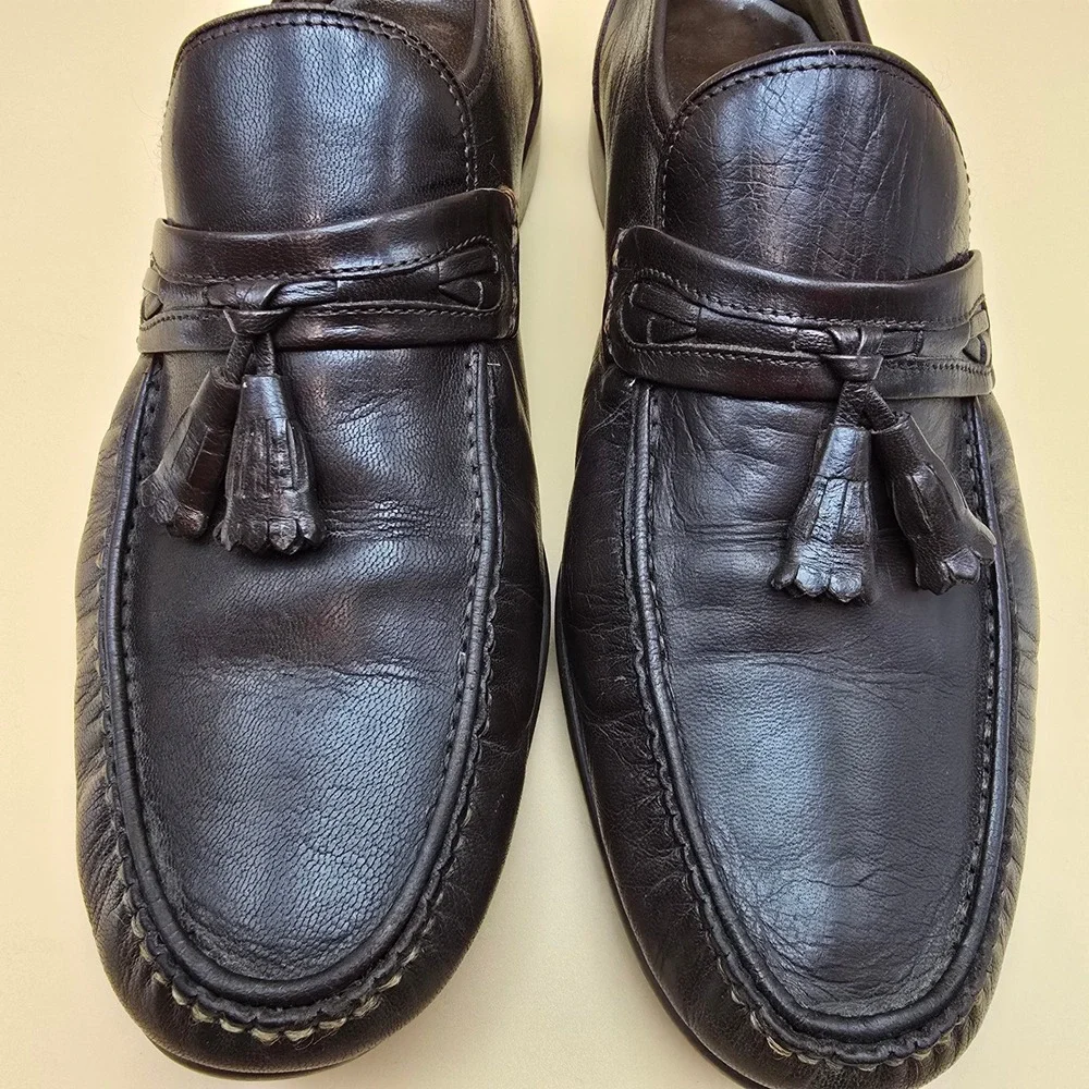 Nunn Bush Lites F21662 Mens Brown Leather Tassel Loafers Slip On Shoes 9.5 M‎